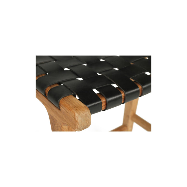 Karina Leather Counter Stool Backless (Woven) Black 65cm