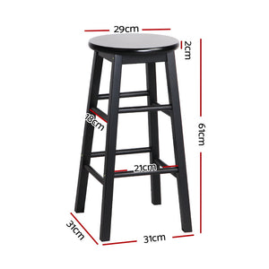 Marley Wooden Counter Stool Backless (Set of 2) Black 61cm