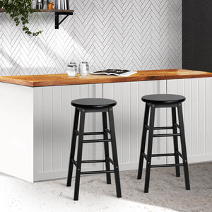 Marley Wooden Counter Stool Backless (Set of 2) Black 61cm