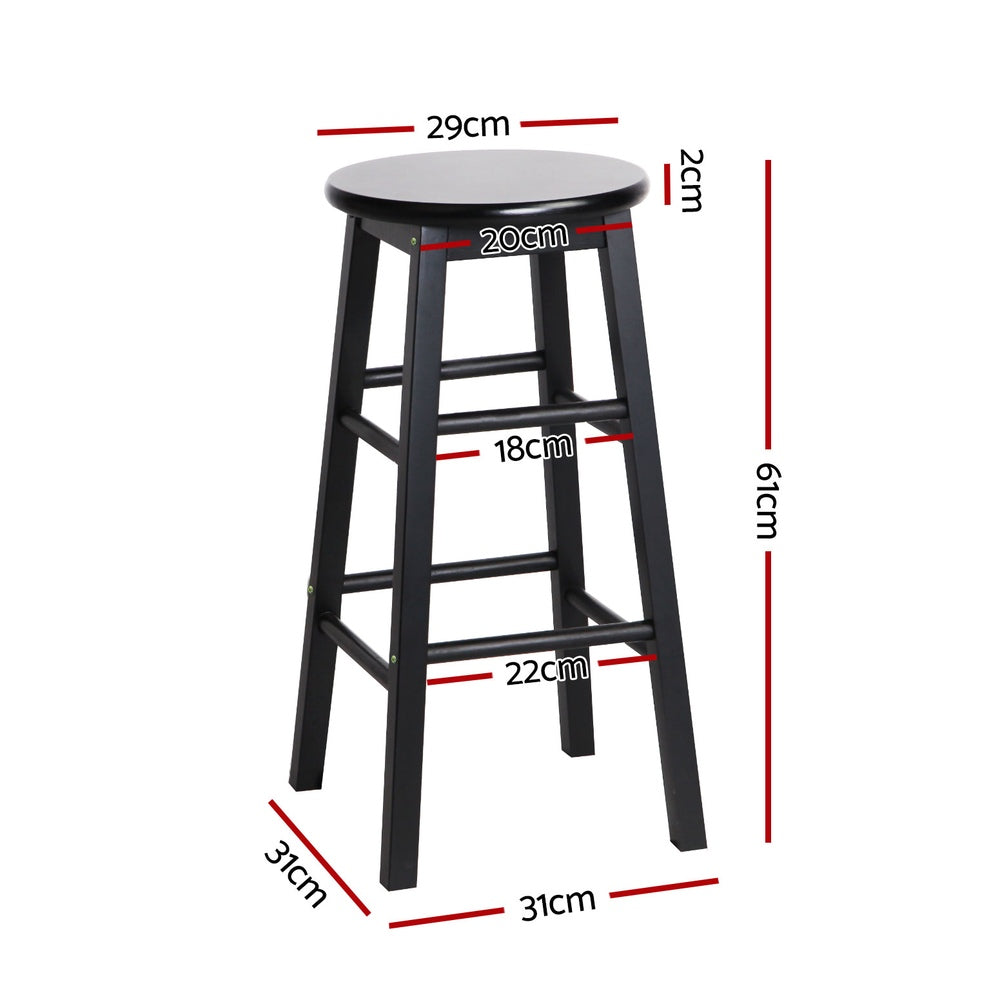 Marley Wooden Counter Stool Backless (Set of 4) Black 61cm