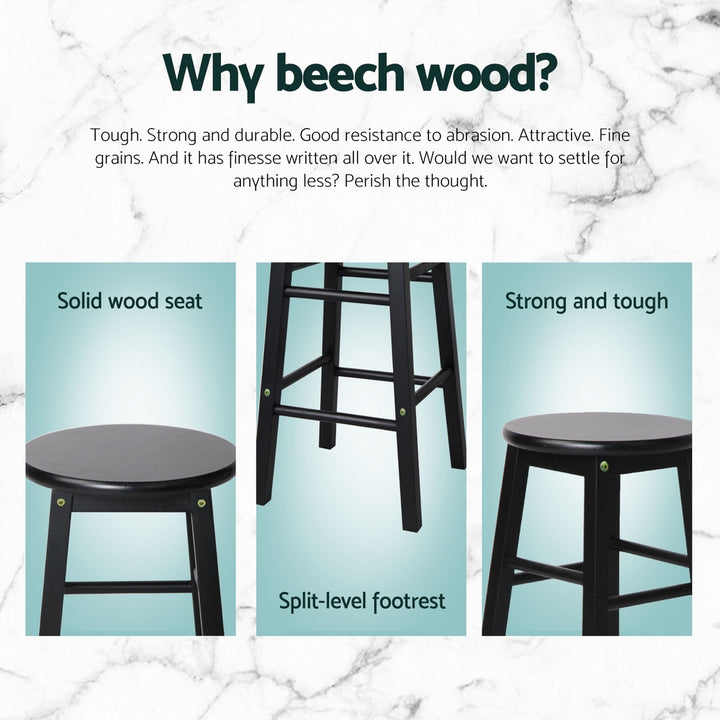 Marley Wooden Counter Stool Backless (Set of 4) Black 61cm