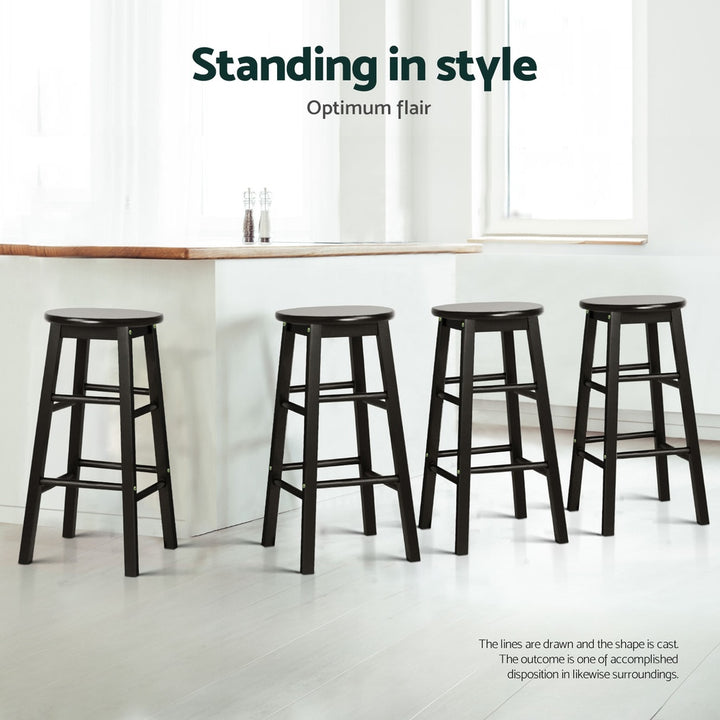 Marley Wooden Counter Stool Backless (Set of 4) Black 61cm