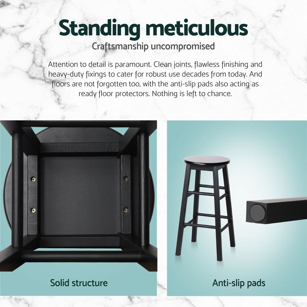 Marley Wooden Counter Stool Backless (Set of 4) Black 61cm