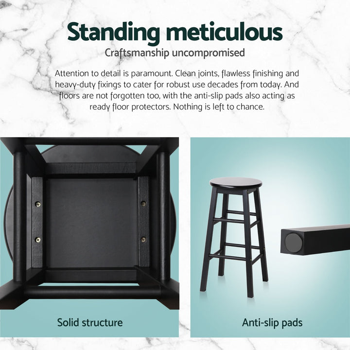 Marley Wooden Counter Stool Backless (Set of 4) Black 61cm