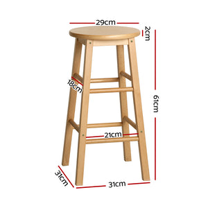 Marley Wooden Counter Stool Backless (Set of 2) Natural 61cm