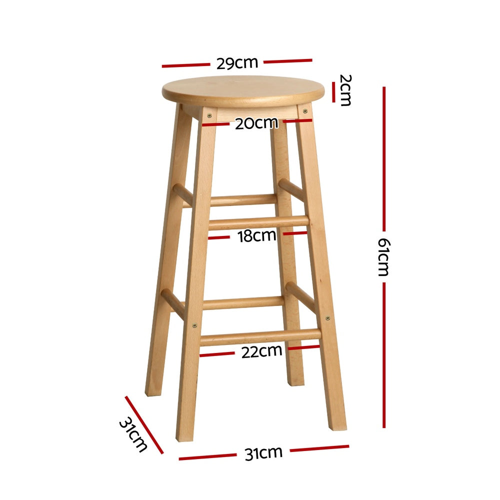 Marley Wooden Counter Stool Backless (Set of 4) Natural 61cm