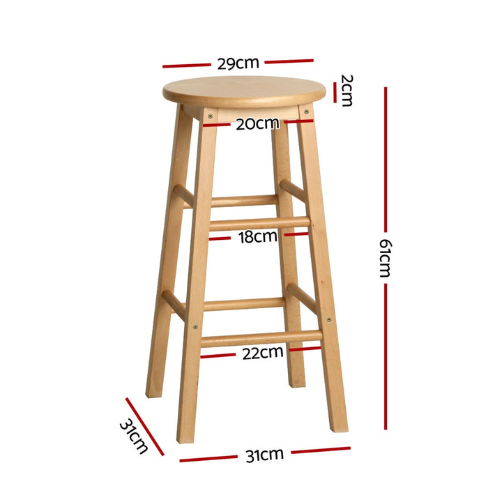 Marley Wooden Counter Stool Backless (Set of 4) Natural 61cm