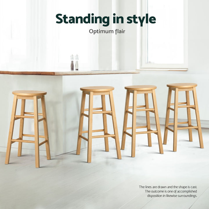Marley Wooden Counter Stool Backless (Set of 4) Natural 61cm