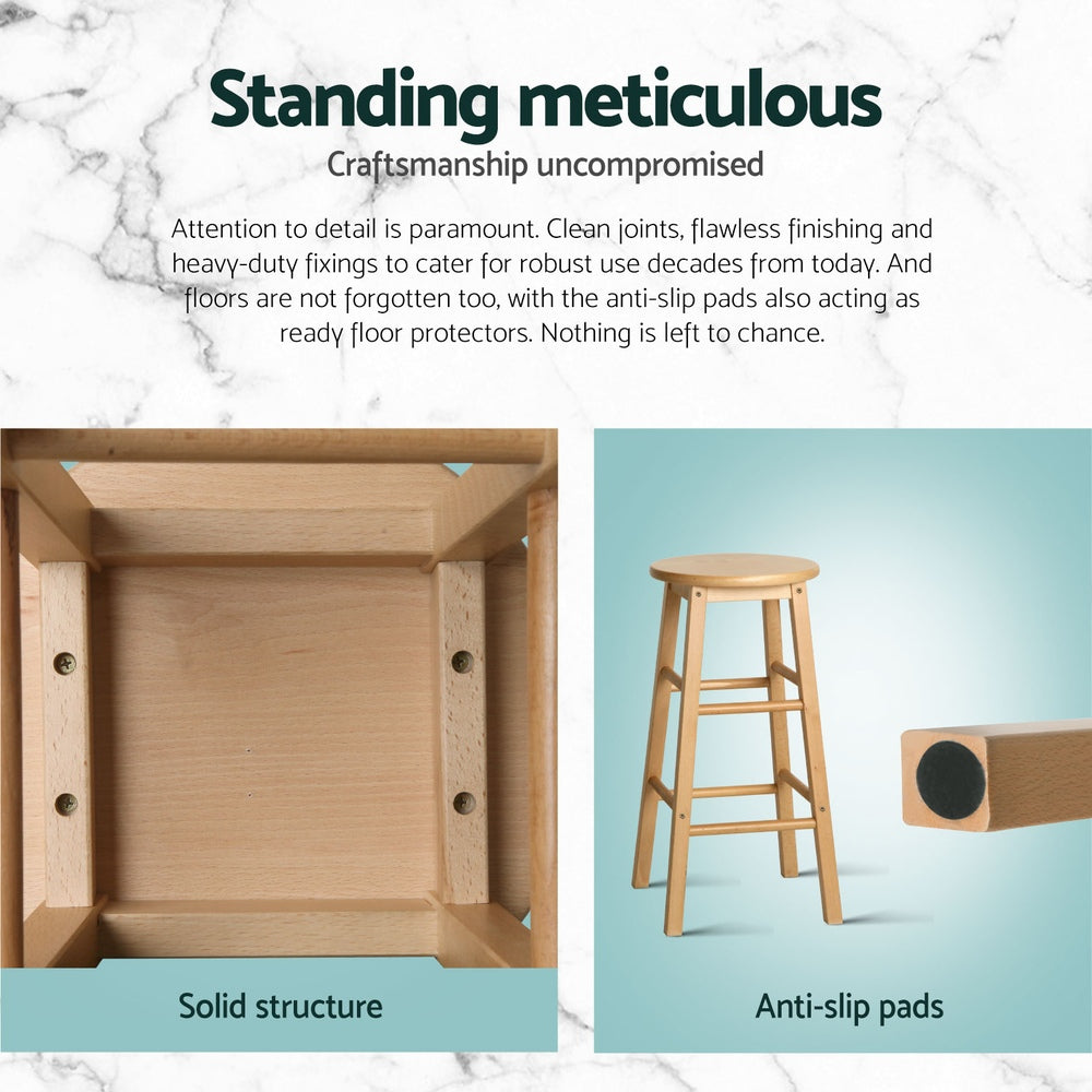 Marley Wooden Counter Stool Backless (Set of 4) Natural 61cm