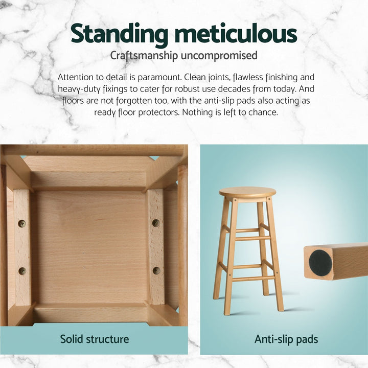 Marley Wooden Counter Stool Backless (Set of 4) Natural 61cm