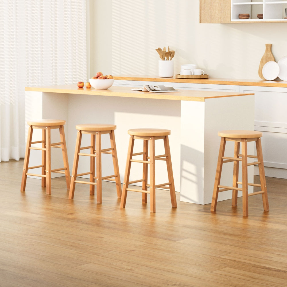 Marley Wooden Counter Stool Backless (Set of 4) Natural 61cm
