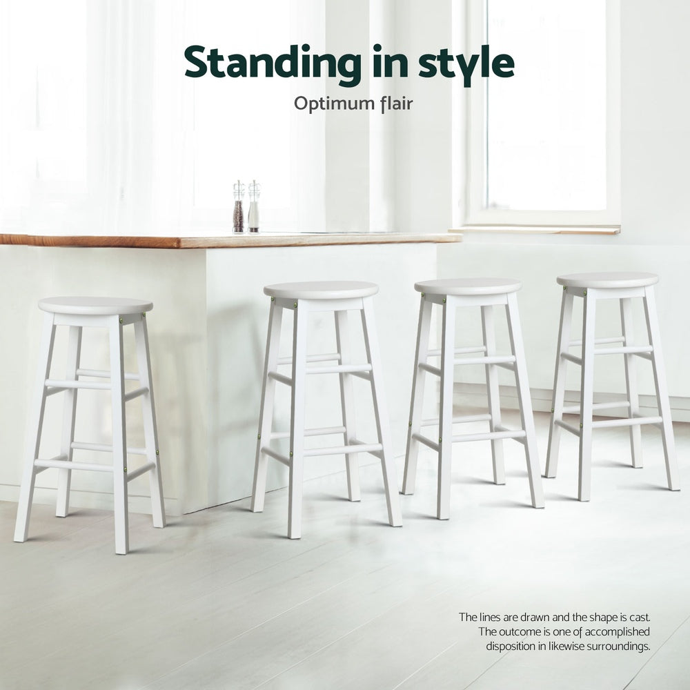 Marley Wooden Counter Stool Backless (Set of 4) White 61cm