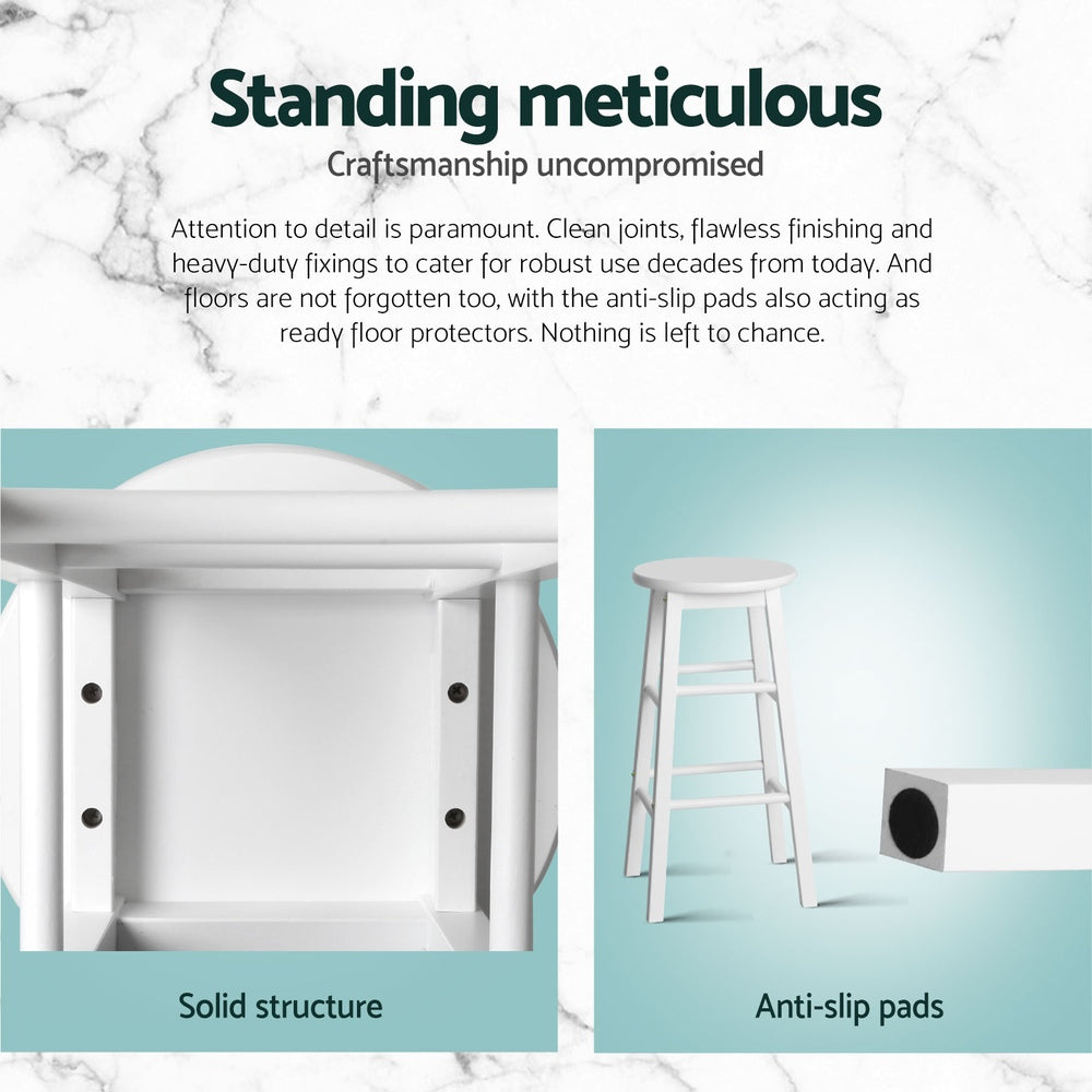 Marley Wooden Counter Stool Backless (Set of 4) White 61cm