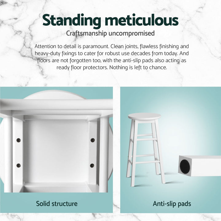 Marley Wooden Counter Stool Backless (Set of 4) White 61cm