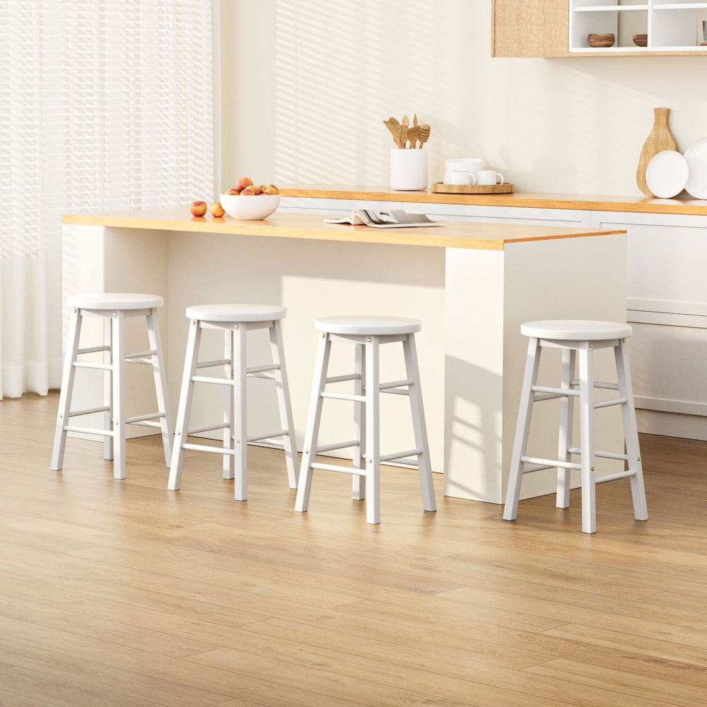Marley Wooden Counter Stool Backless (Set of 4) White 61cm