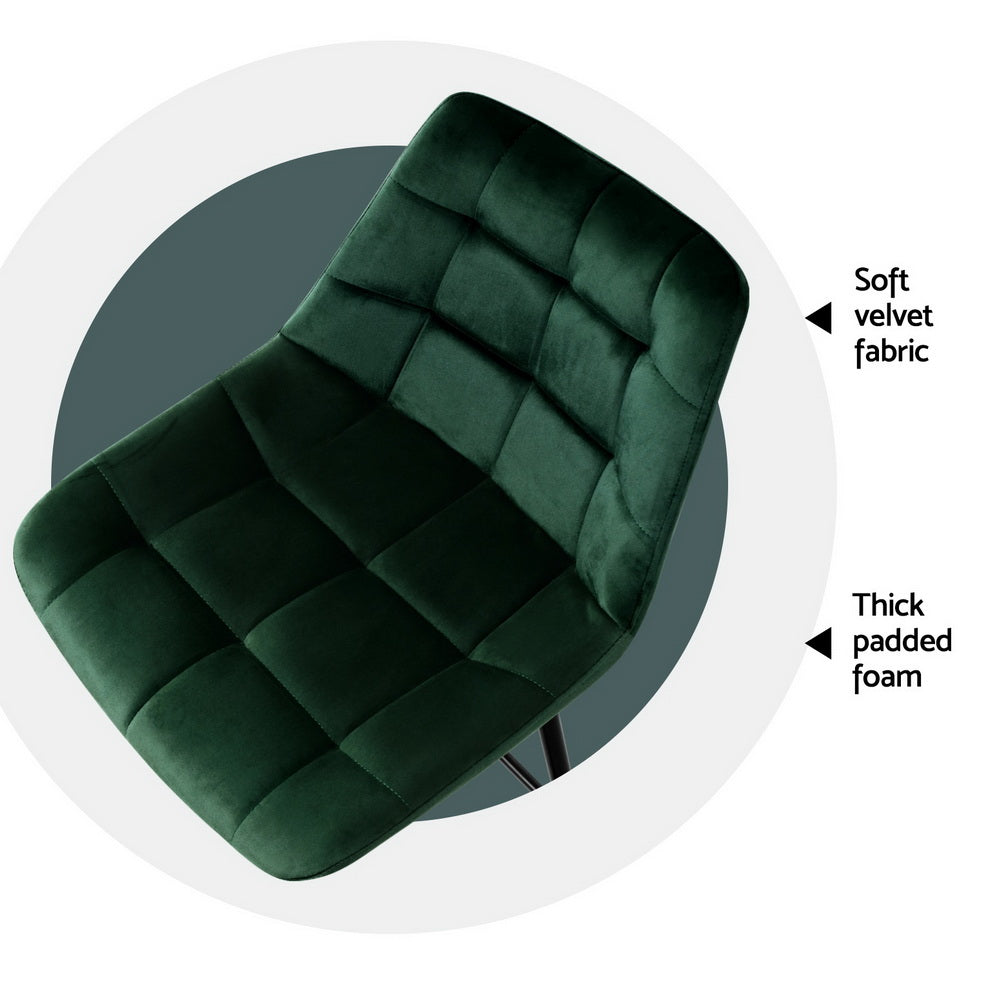 Audrey Velvet Fabric Bar Stool (Set of 4) Green 76cm