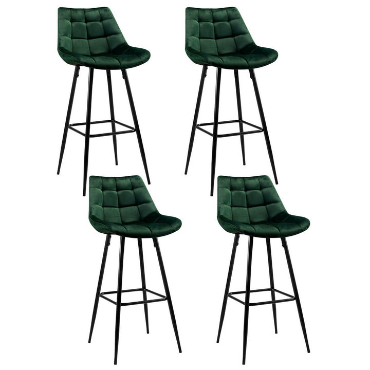 Audrey Velvet Fabric Bar Stool (Set of 4) Green 76cm