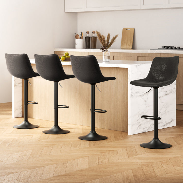 Harley Leather Bar Stool Swivel (Set of 4) Black