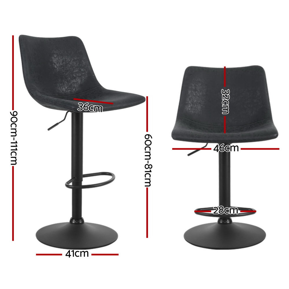Harley Leather Bar Stool Swivel (Set of 4) Black