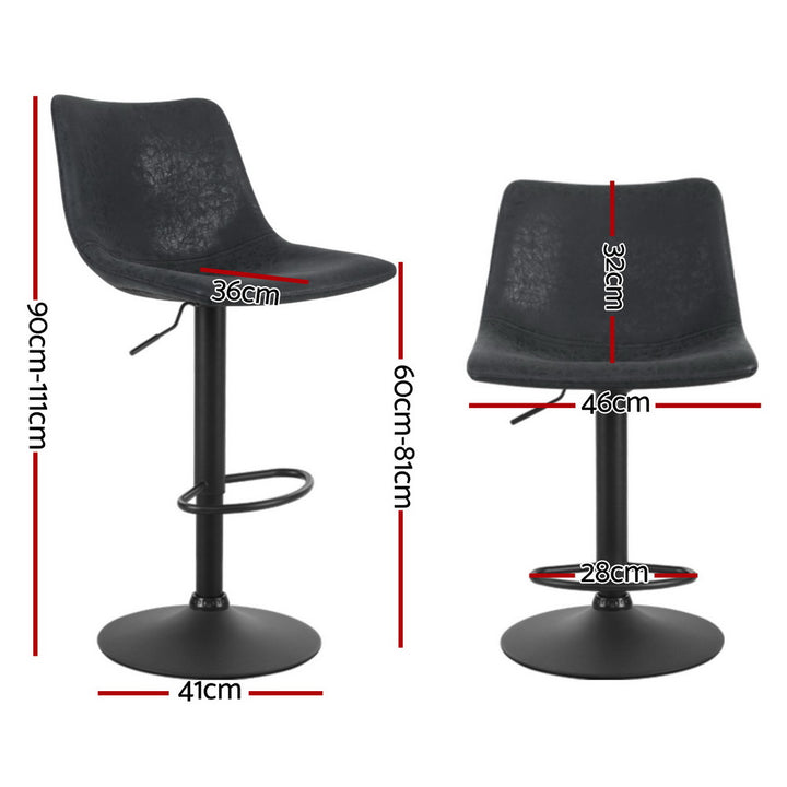 Harley Leather Bar Stool Swivel (Set of 4) Black
