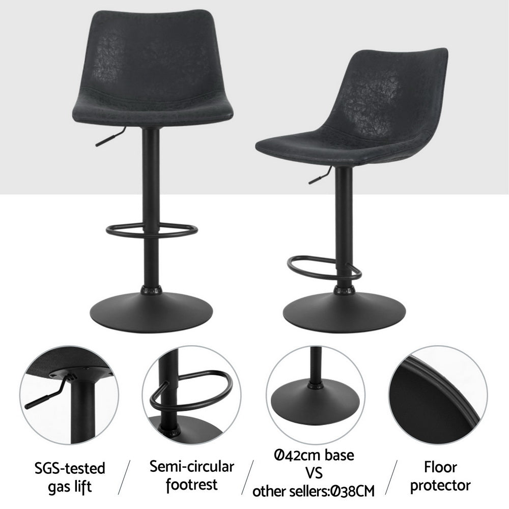 Harley Leather Bar Stool Swivel (Set of 4) Black