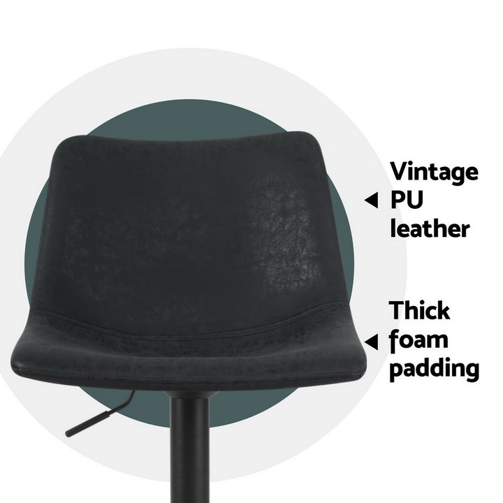 Harley Leather Bar Stool Swivel (Set of 4) Black