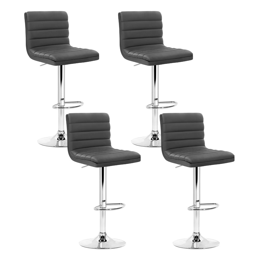 Arne Leather Bar Stool Swivel (Set of 4) Grey