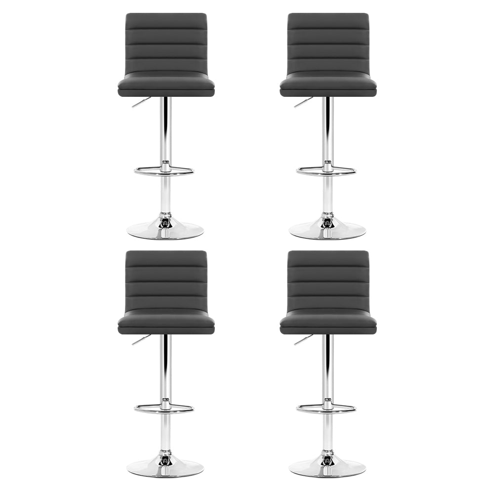 Arne Leather Bar Stool Swivel (Set of 4) Grey