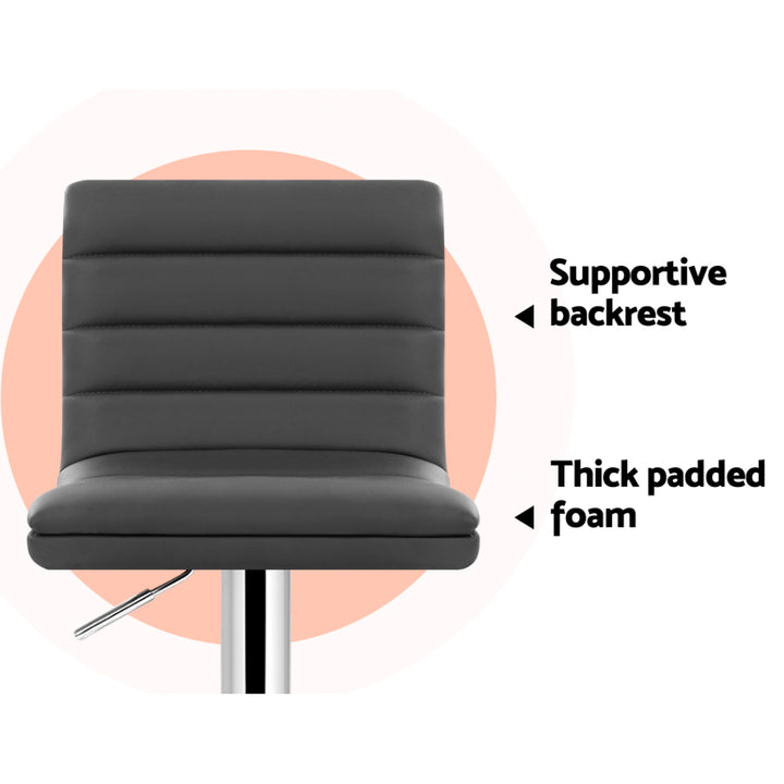 Arne Leather Bar Stool Swivel (Set of 4) Grey