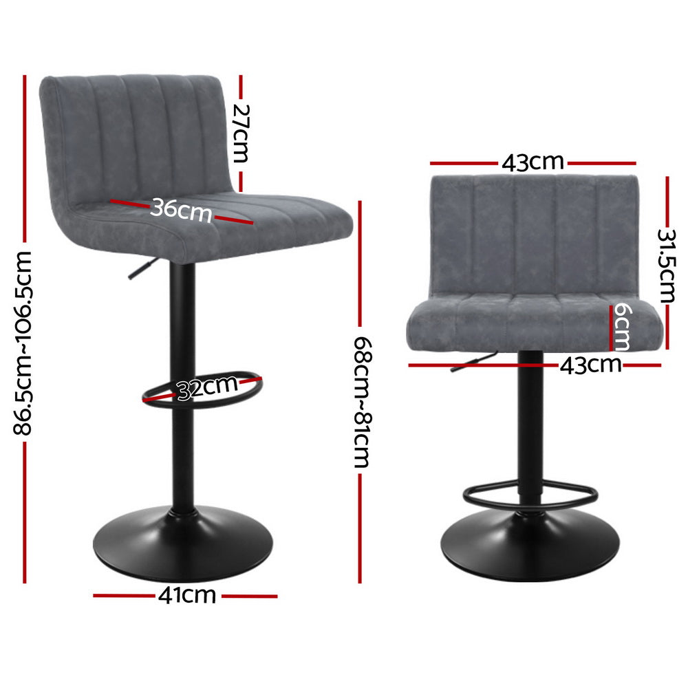 Lana Leather Bar Stool Swivel (Set of 4) Grey