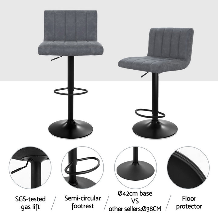 Lana Leather Bar Stool Swivel (Set of 4) Grey