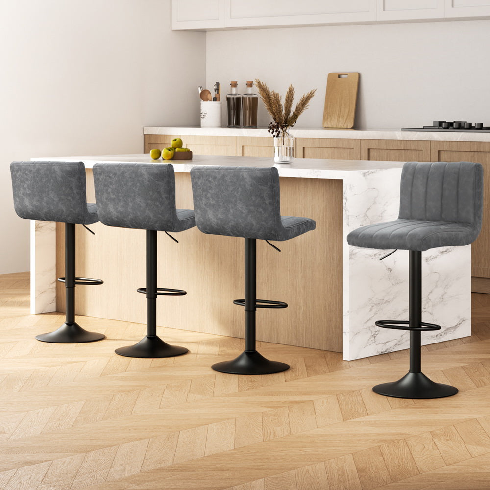 Lana Leather Bar Stool Swivel (Set of 4) Grey