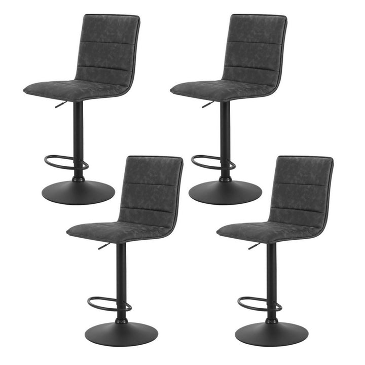 Chloe Leather Bar Stool Vintage Swivel (Set of 4) Grey