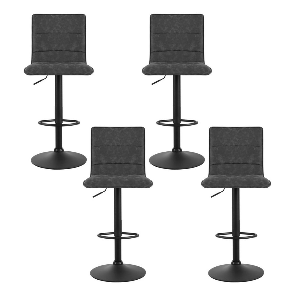 Chloe Leather Bar Stool Vintage Swivel (Set of 4) Grey