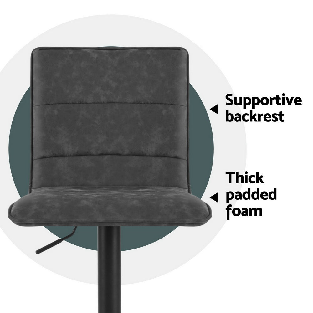 Chloe Leather Bar Stool Vintage Swivel (Set of 4) Grey