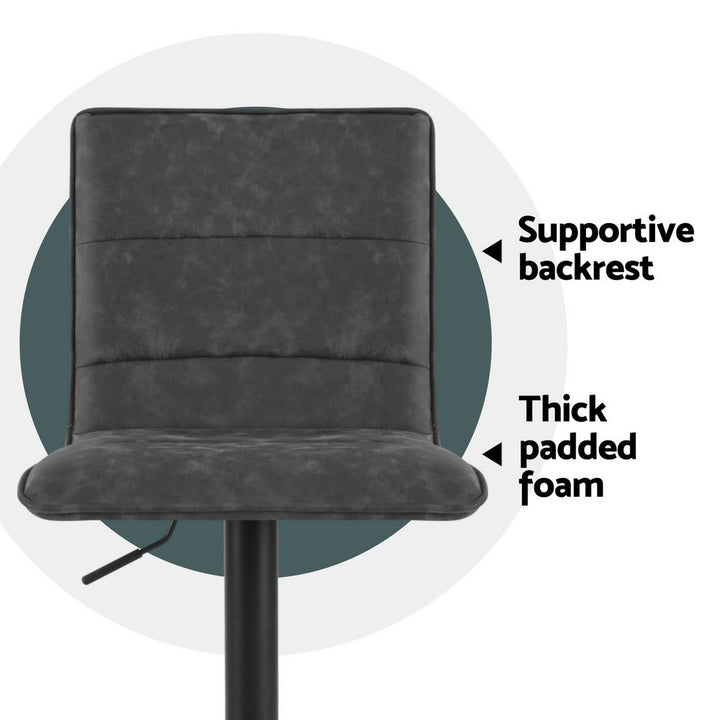 Chloe Leather Bar Stool Vintage Swivel (Set of 4) Grey