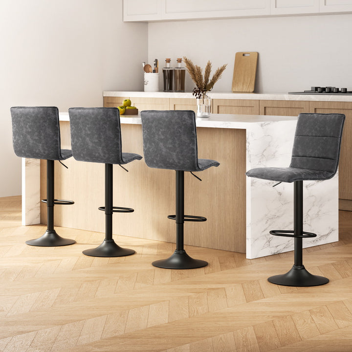 Chloe Leather Bar Stool Vintage Swivel (Set of 4) Grey