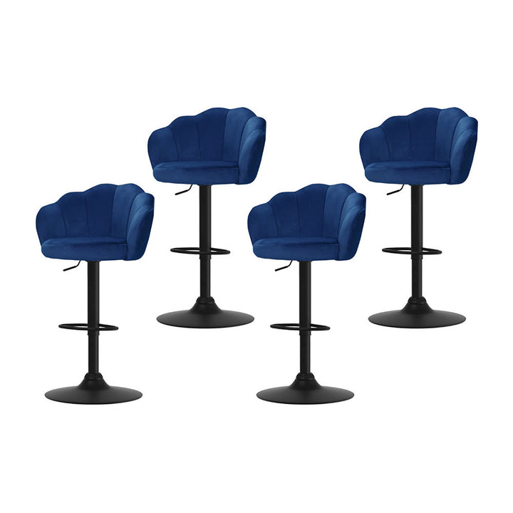 Daphne Velvet Fabric Bar Stool (Set of 4) Blue