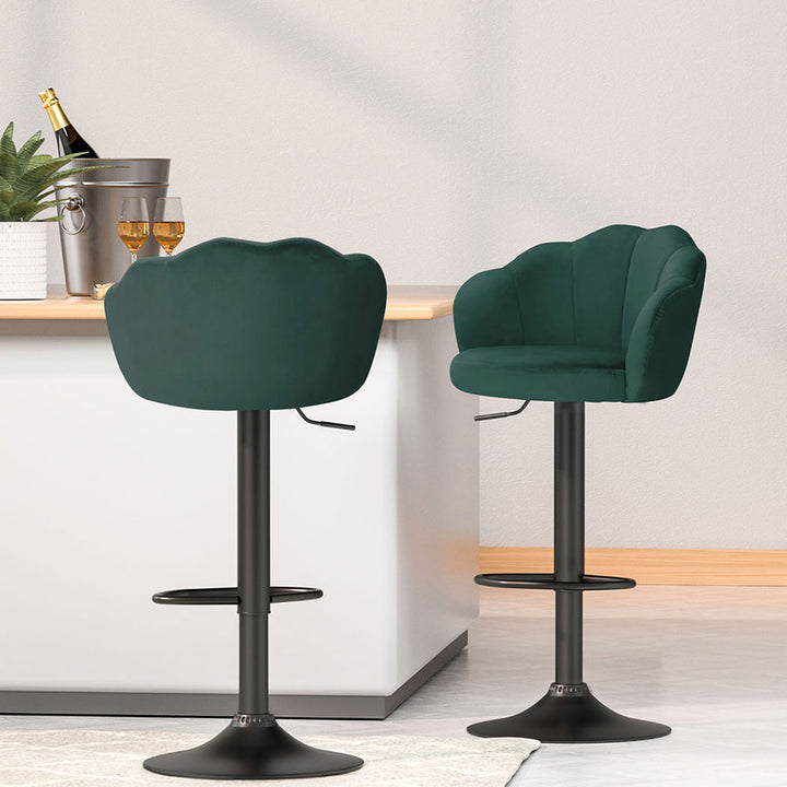 Daphne Velvet Fabric Bar Stool (Set of 4) Green