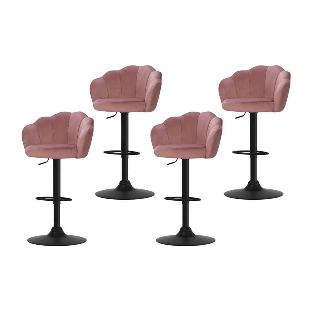 Daphne Velvet Fabric Bar Stool (Set of 4) Pink