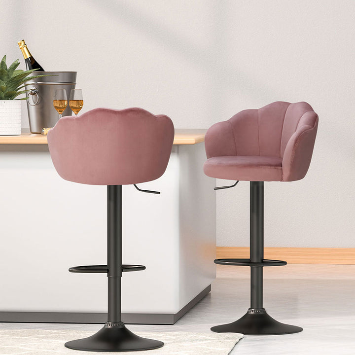 Daphne Velvet Fabric Bar Stool (Set of 4) Pink