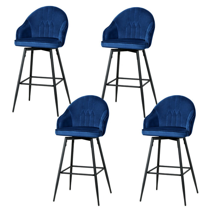 Wilma Velvet Fabric Bar Stool (Set of 4) Blue 72cm