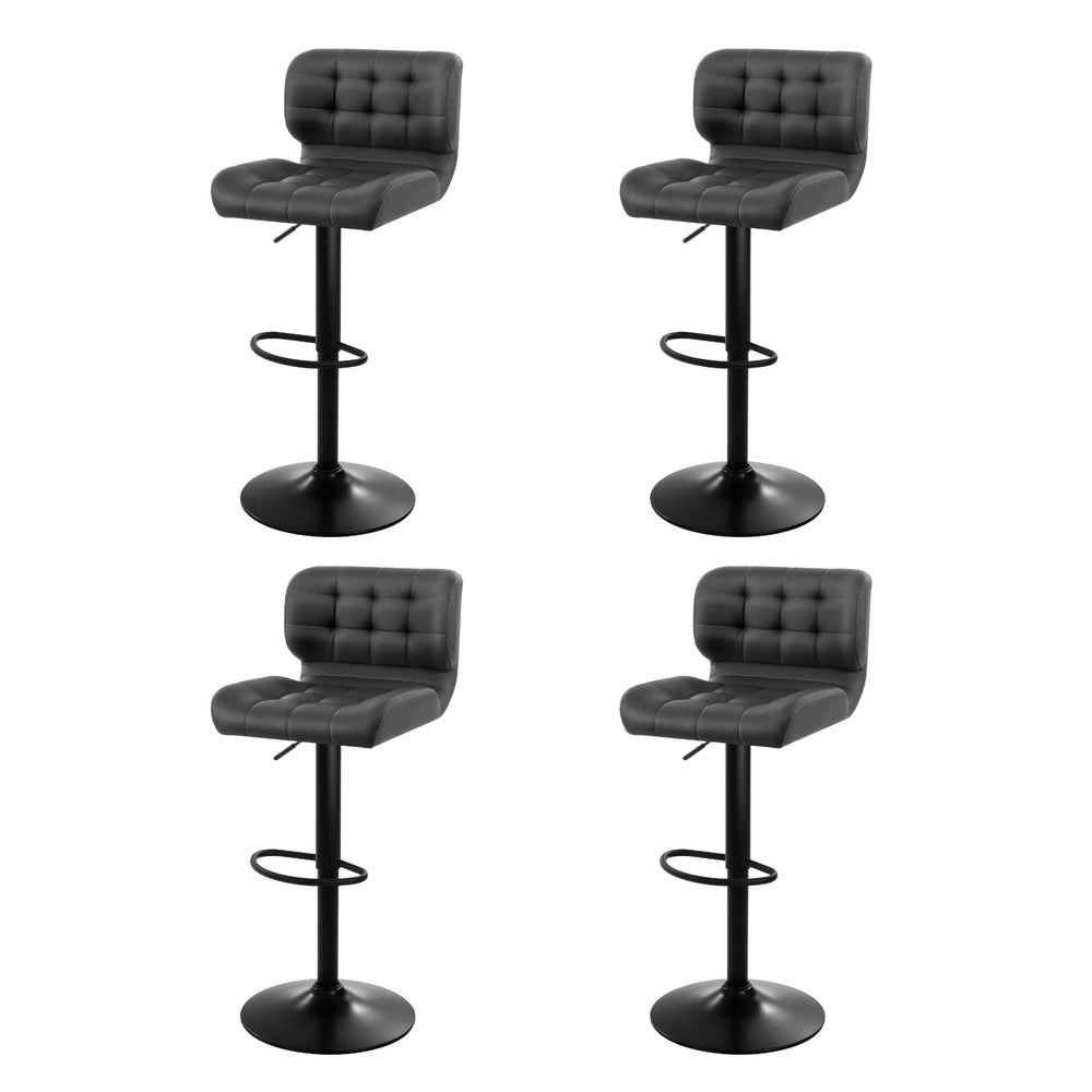 Evan Leather Bar Stool Swivel (Set of 4) Grey