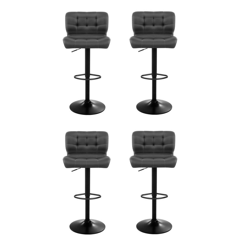 Evan Leather Bar Stool Swivel (Set of 4) Grey