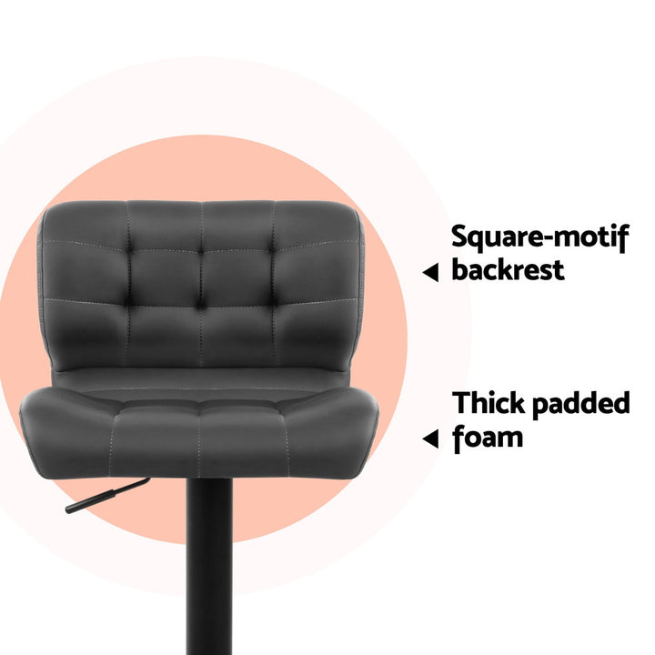 Evan Leather Bar Stool Swivel (Set of 4) Grey