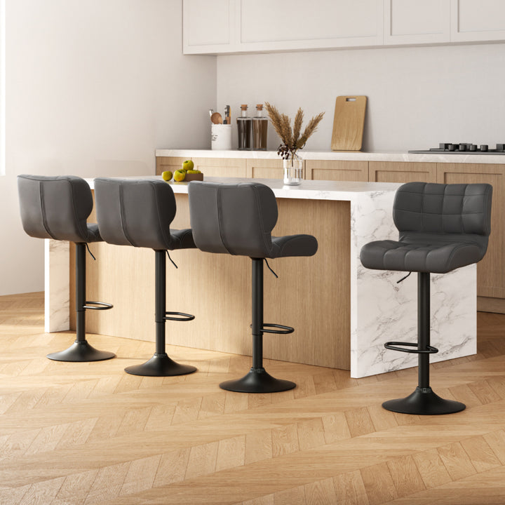 Evan Leather Bar Stool Swivel (Set of 4) Grey