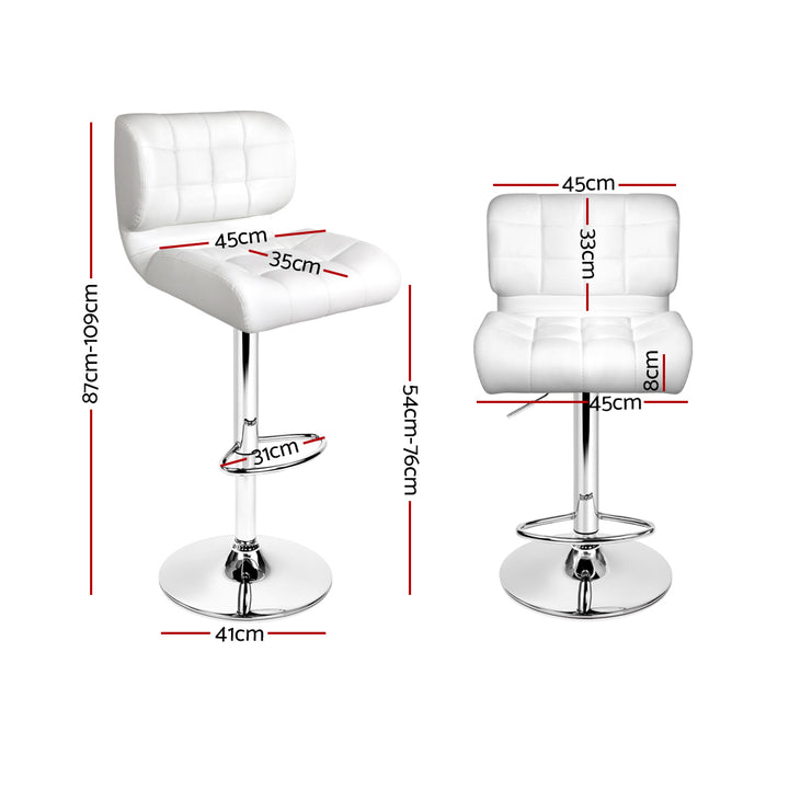 Evan Leather Bar Stool Swivel (Set of 4) White