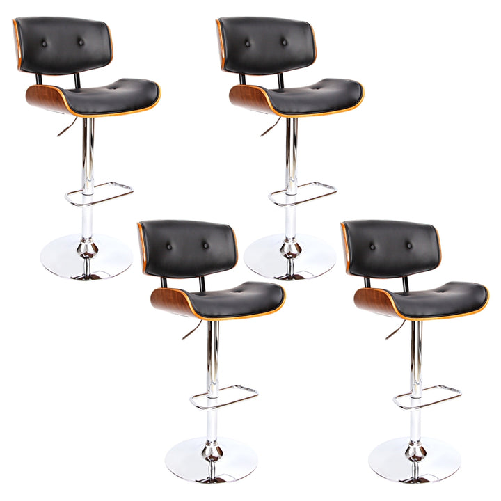 Morgan Leather Bar Stool Wooden Swivel (Set of 4) Black