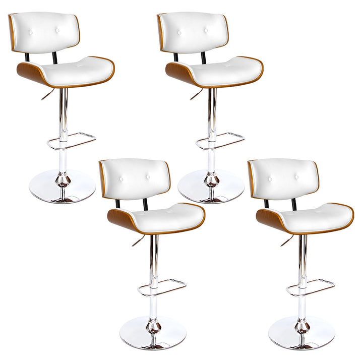 Morgan Leather Bar Stool Wooden Swivel (Set of 4) White
