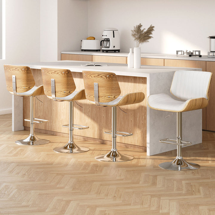 Marlie Leather Bar Stool Swivel (Set of 4) White